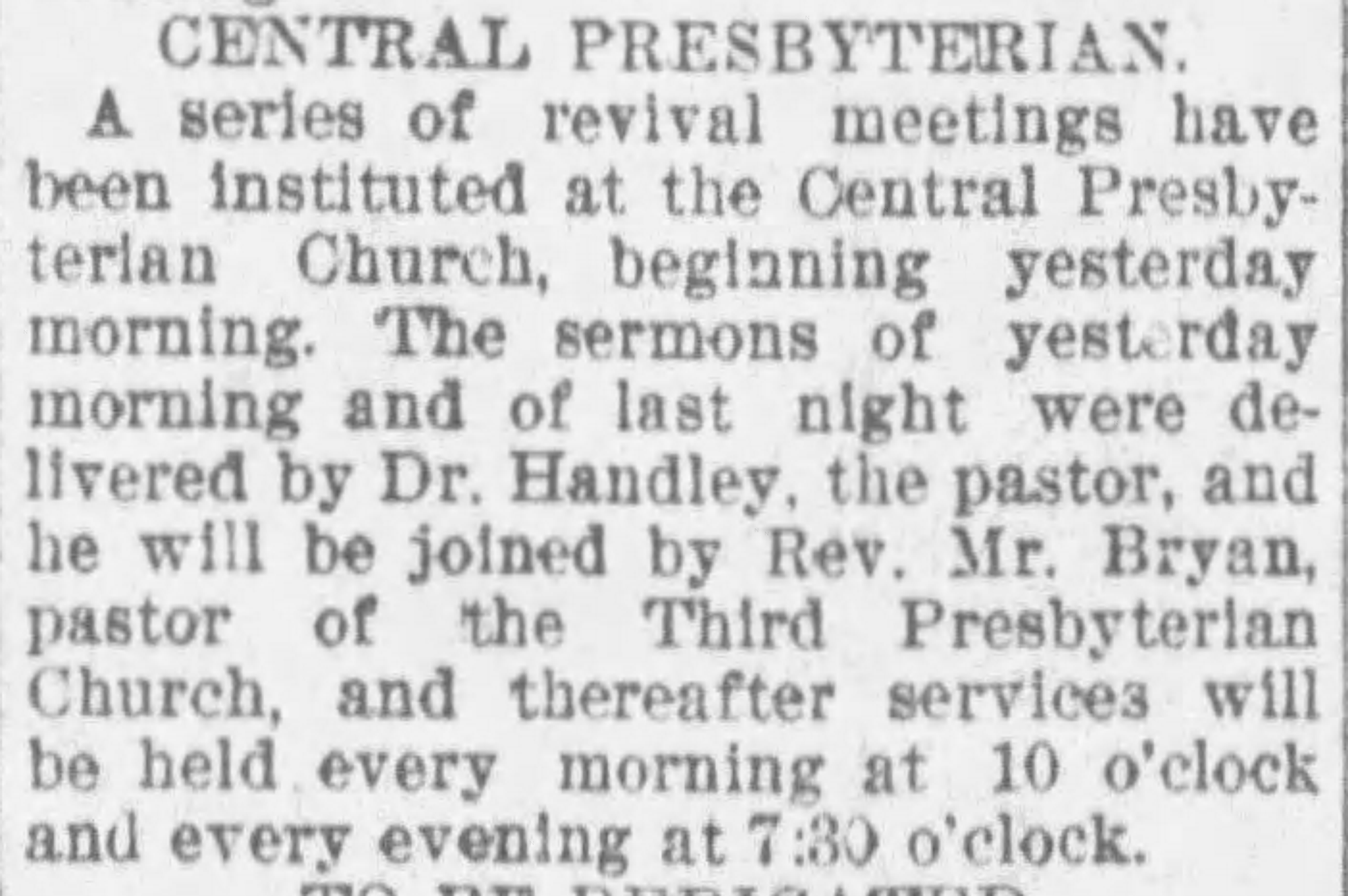 Services At Central Presbyterin Church